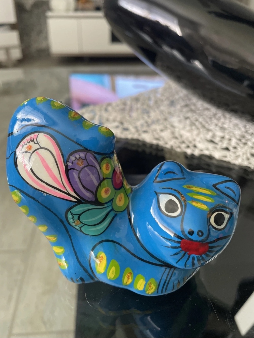 Mexican Talavera Pottery Cat Figurine Blue
Multicolor Glazed Folk Art 2.5" x 3"